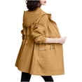 thumbnail image 6 of Iyufng Women's Hooded Drawstring Waist Trench Coat Elastic Cuffs Long Sleeve Flap Pocket Mid Length Windproof Outerwear, 6 of 6