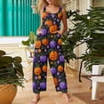 thumbnail image 2 of WTOBBY Women's Sleeveless Cotton Romper with Halloween Print, Casual Overalls Featuring Adjustable Straps, Pockets, Comfy Fit for Summer, Cute and Stylish,Light PurpleXL, 2 of 7