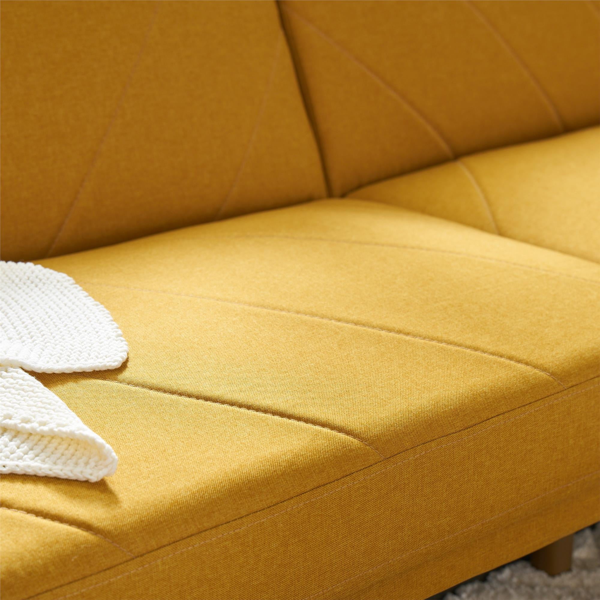DHP Paxson Futon, Mustard Yellow Linen