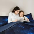 thumbnail image 5 of Manfei Black Blue Galaxy Bedding Comforter Set, Mystic Starry Sky Twin Comforter Sets, Glitter Dreamy Stars Print Reversible Bedding Set, Lightweight Room Decor, 2-Piece, 5 of 9