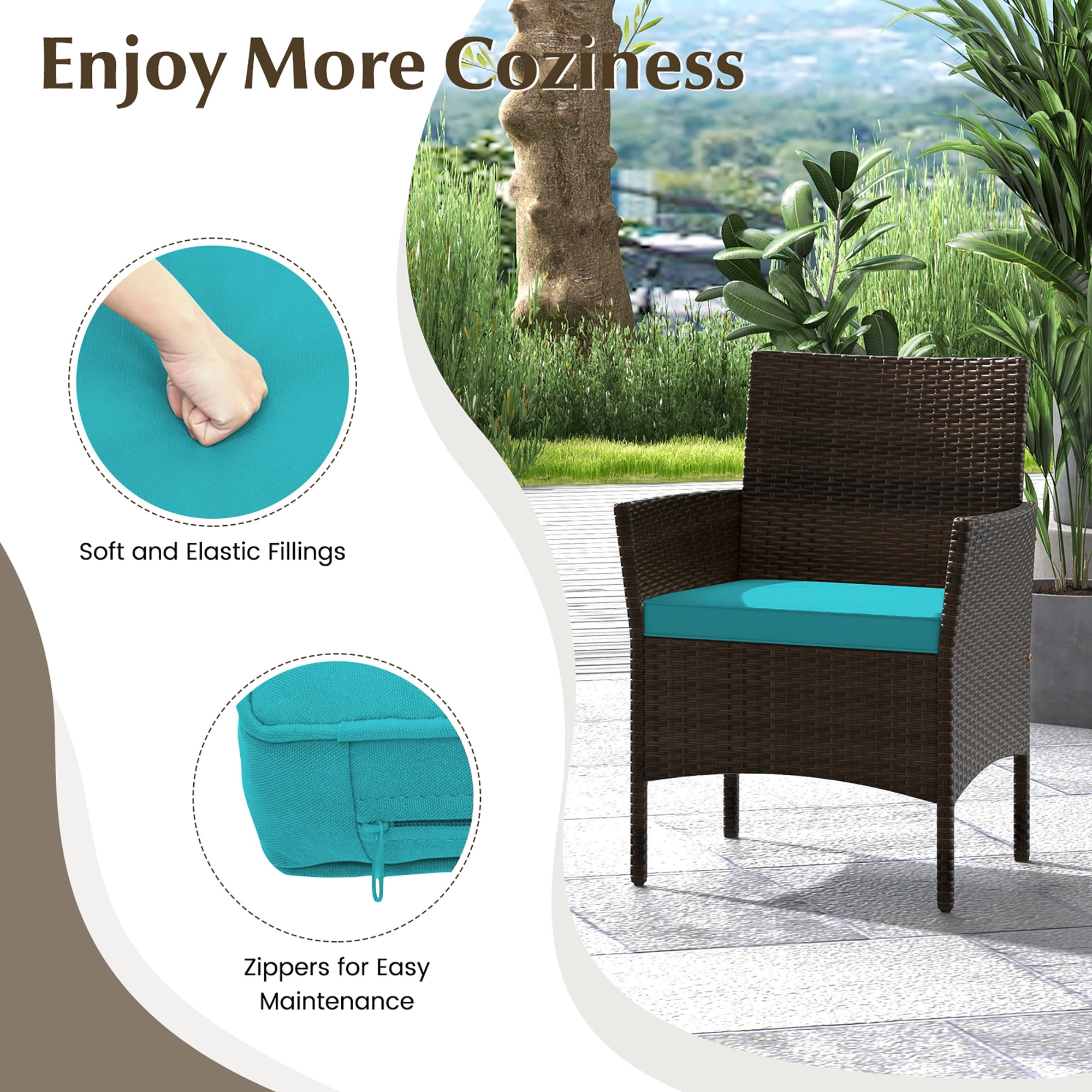 Gymax 4 Piece Patio Rattan Conversation Set Wicker Furniture Set w/ Chair Loveseat Outdoor