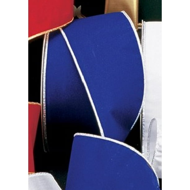 Silver Backed Navy Blue Velvet Wire Edged Craft Ribbon 3" x 20 Yards