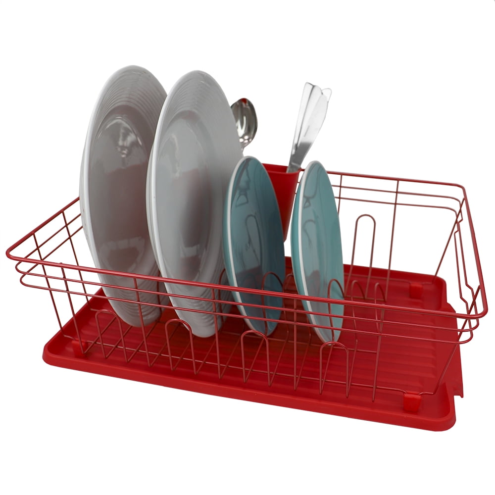Plastic 12 Slots Folding Dish Drying Drainer Plate Rack Organizer