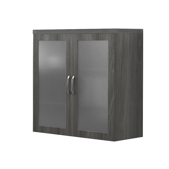 Mayline Glass Display Cabinet, Gray Steel