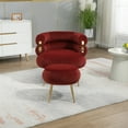 thumbnail image 2 of Accent Chair with Ottoman, Mid Century Modern Velvet Barrel Chair Armchair and Footrest Set, Upholstered Comfy Club Tub Round Arms Chair  for Living Room Bedroom Reading Room, Wine Red, 2 of 7