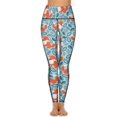 thumbnail image 6 of Leggings with Pockets for Women - Abstract Leaves Fox High Waist Tummy Control Running Gym Workout Yoga Pants Women, 6 of 6