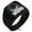 Black, variant on Stainless Steel Biohazard Death Skull Geometric Pattern Biker Style Polished Ring