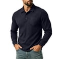 thumbnail image 3 of VBVC Men's Waffle Long Sleeve Collared Shirt with Pockets , Button Down Golf Shirt For Men, Navy , S-3XL, 3 of 9