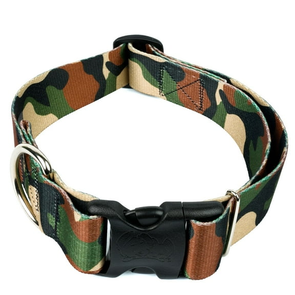 Country Brook Petz® 1 1/2 inch Deluxe Woodland Camo Dog Collar, Large