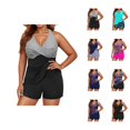 thumbnail image 1 of Womens Tankini Swimsuits 2026 Fashion Modest V Neck Crossover Top with Boy Shorts Two Piece Bathing Suits Woman, 1 of 4