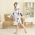 thumbnail image 4 of FORMRS Niños Bathrobe Unisex Hooded Robe Soft Plush Pajamas Sleepwear, Size 10-12T, White Simple Shapes, 4 of 7