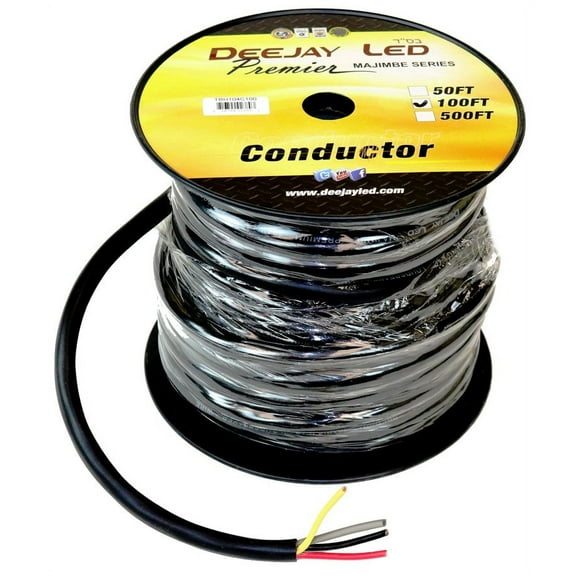 deejayled tbh104c100 100-foot 4-conductor 10 gauge stranded cable w/single black jacket ideal for speakers and power