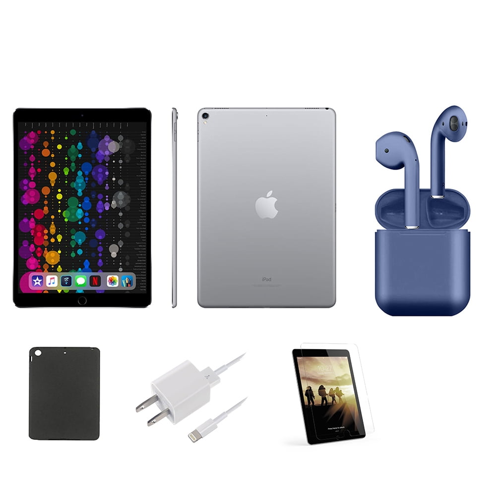 Open Box Apple iPad Pro 10.5-inch 256GB Wi-Fi Only Bundle: Case,  Pre-Installed Tempered Glass, Rapid Charger, Bluetooth/Wireless Airbuds By  Certified 