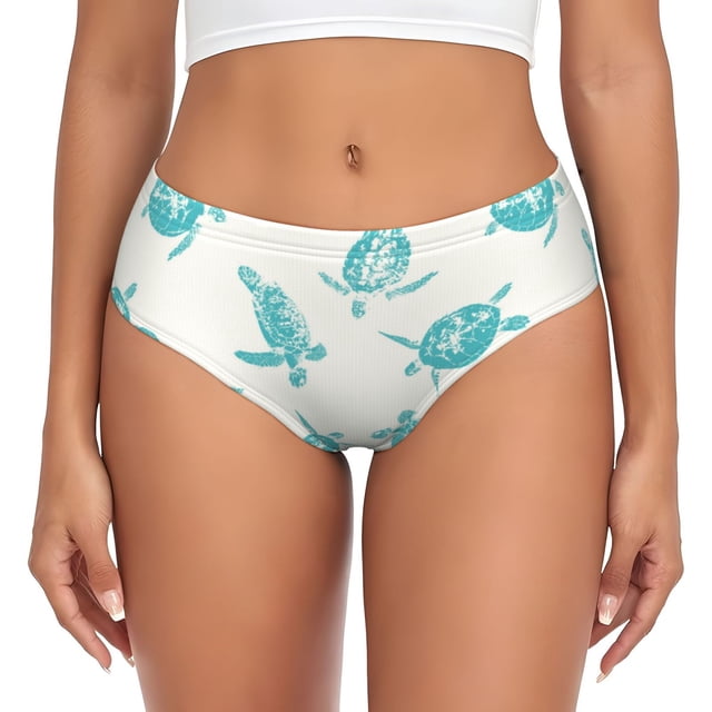 Balery Turtle Ropa Interior de Algodón para Mujer con Dibujo – Braguitas Cómodas y Elásticas, Estilo Clásico-X-Small