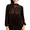 Coffee, variant on Casual Velvet Trim Lace Blouses for Women Long Sleeve Shirt Crewneck Flared Swing Top