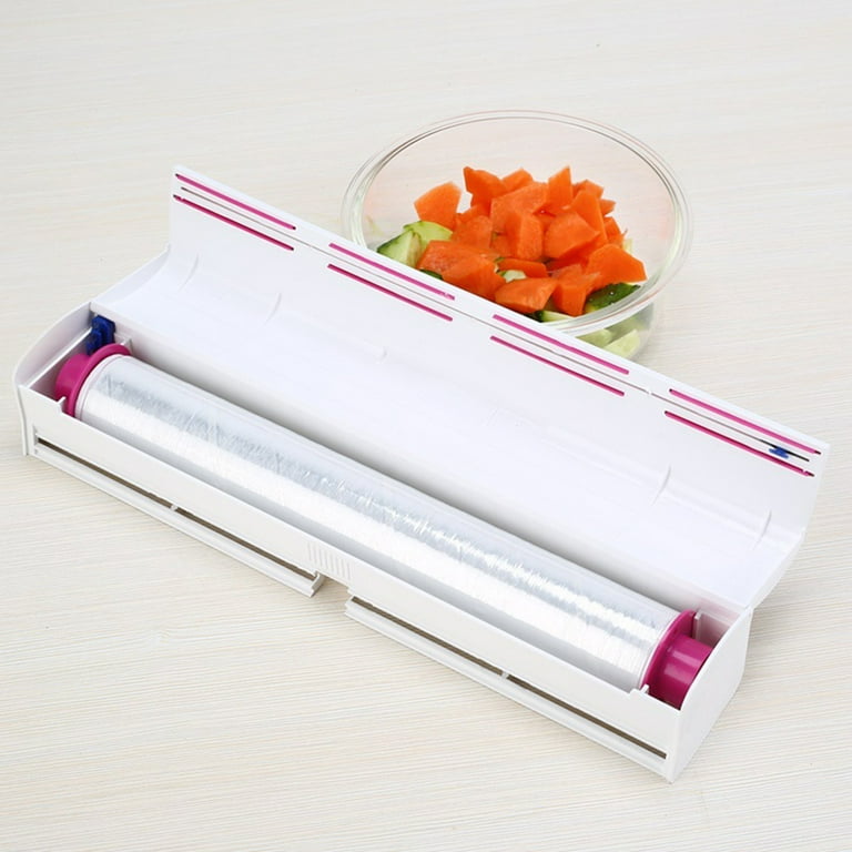 Plastic Cling Film Refillable Box with Slide Cutter Food Wrap Dispenser  Aluminum Foil Wax Paper Cutter