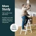 thumbnail image 3 of 3 Step Ladder, Folding Step Stool with Wide Pedals, Compact Stepping Stool for Kitchen, Sturdy Steel Ladders with Anti-Slip Feet, Supports up to 330 lbs - White, 3 of 12
