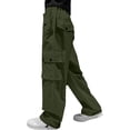 thumbnail image 5 of Endives Womens Cargo Pants Parachute Pants Baggy Wide Leg Pant Waterproof With Pockets Blackish Green, 5 of 7