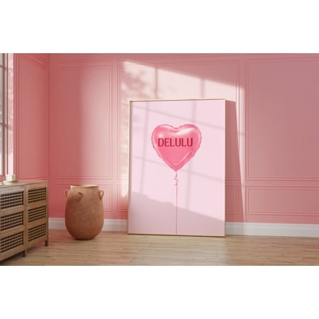 Kna Prints - Delulu, Delusional, Delulu Land Balloon Coquette Print Trendy Wall Art Poster Retro Wall Art Trendy Art For Dorm Room College, UNFRAMED-8x12
