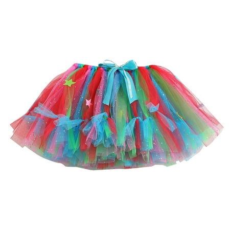 

Lovskoo Toddler Baby Girls Layered Tulle Tutu Princess Ballet Dress Cute Multicolour Net Yarn Skirt Multi-Color Bow Skirt Multicolor