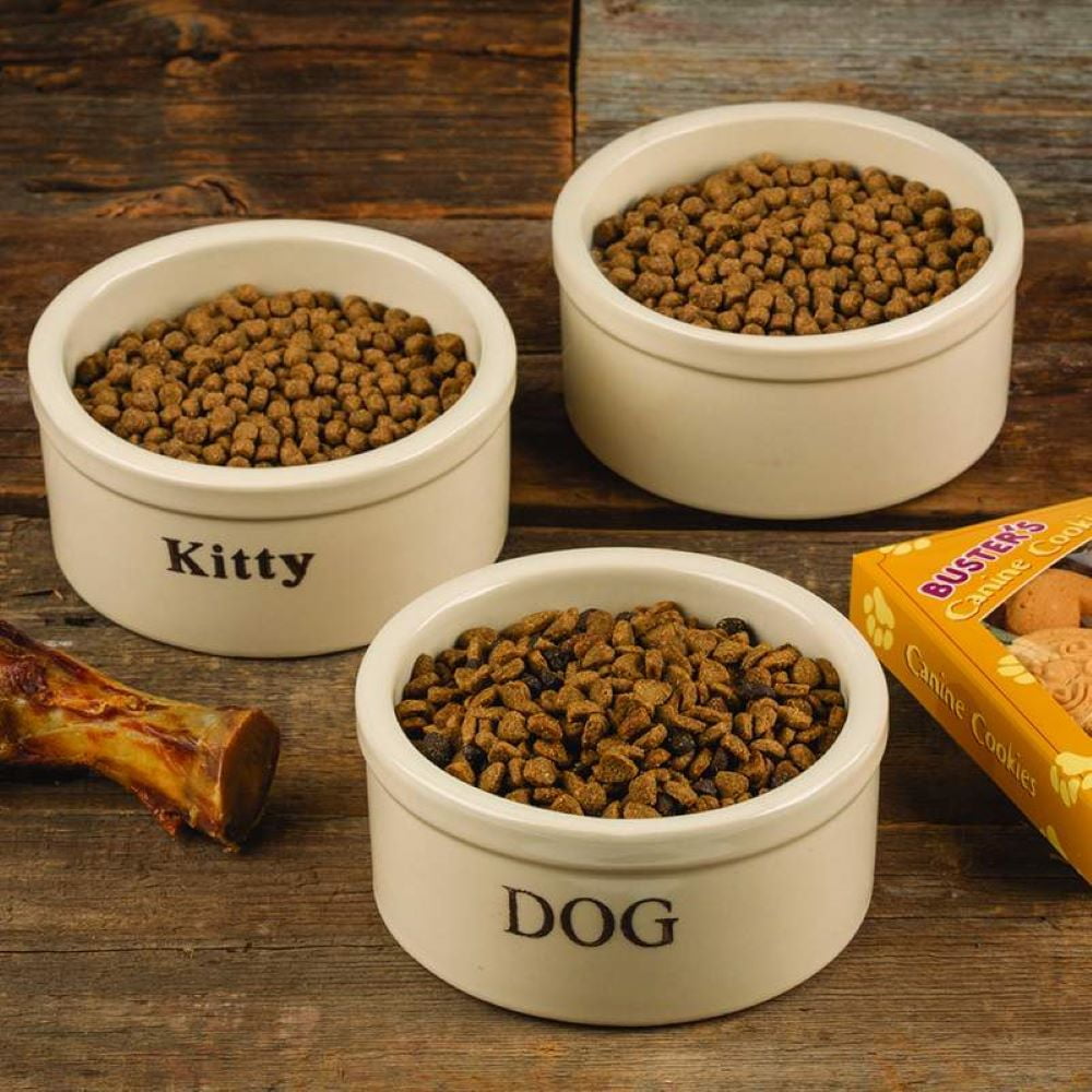 Ohio Stoneware Heavy Duty Dog Feeder Crock Bowl Dish Bristol Labeled Dog 5 in