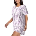 thumbnail image 2 of Naloa Lavender Flowers Women's Short-Sleeved Pajama Set, Loungewear, Summer pajamas, Breathable Cozy - 3X-Large, 2 of 9