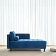thumbnail image 2 of 64 inch Sleeper Chaise Furniture, 3-Seater Velvet Couch, Soft Tufted Seat Cushion Seats with 2 Throw Pillows, Mid-Century Sofa with Tool-Free Assembly for Small Space, 2 of 8