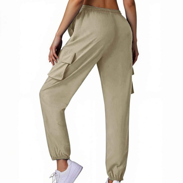 WILLBEST Pantalones Casuales para Mujer - Pantalones de Bolsillo con Cintura Elástica a Cuadros Sólidos de Moda para Comodidad y Estilo Diario - Ropa de Mujer para Salidas Informales Y Chica