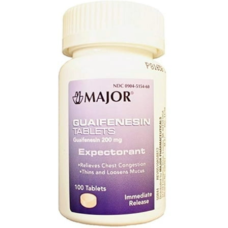 MAJOR GUAIFENESIN 200MG TAB GUAIFENESIN-200 MG Pink 100 TABLETS UPC 309045154601 - 1 ea (Pack of 6)