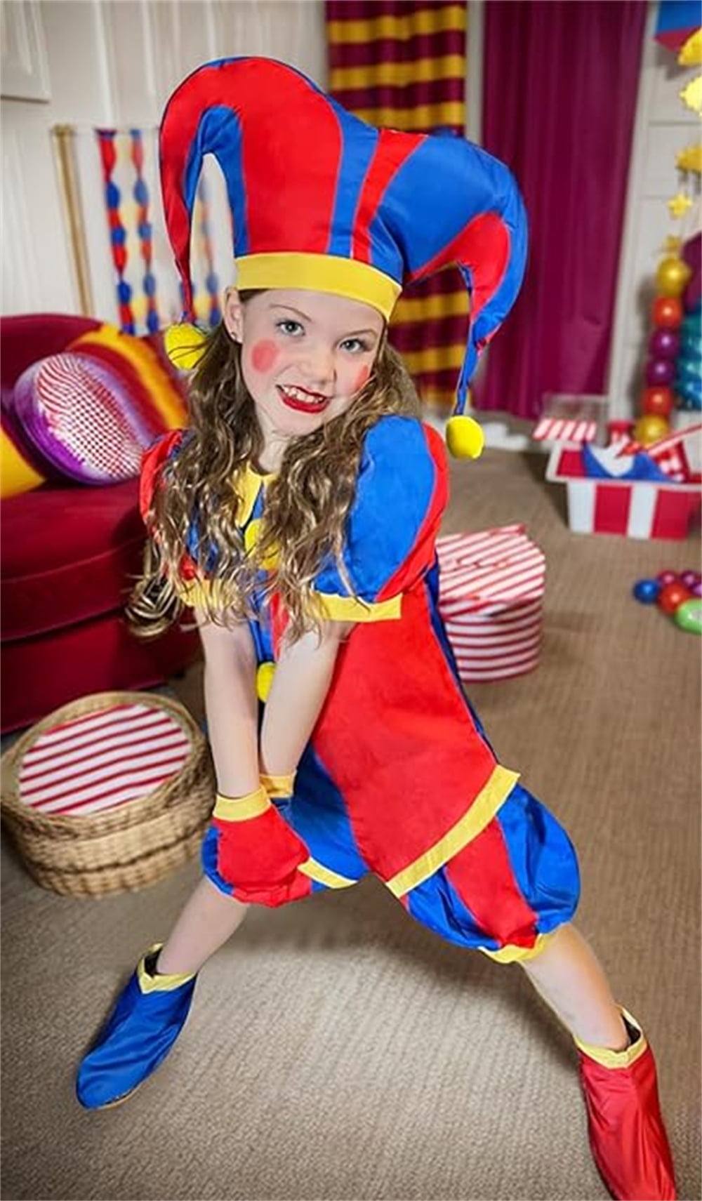 KAWELL Clown-Inspired Unisex Fancy-Dress Costume for Child, Toddler 3-4 Years