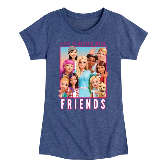 Barbie - Life is Better with Friends - All Barbie Types - Toddler And Youth Girls Raglan Graphic T-Shirt