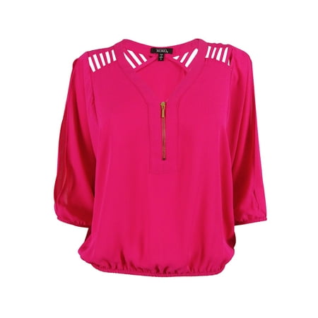- XOXO Juniors' Zip Front Cold Shoulder Top (S, Fuschia)