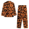 thumbnail image 3 of DISNIMO Pumpkin Printed Women's Pajama Sets Long Sleeve Button Down Sleepwear Nightwear with Pockets Thanksgiving Day Casual Ladies Lounge Sets with Matching Pajama Pants, S, 3 of 7