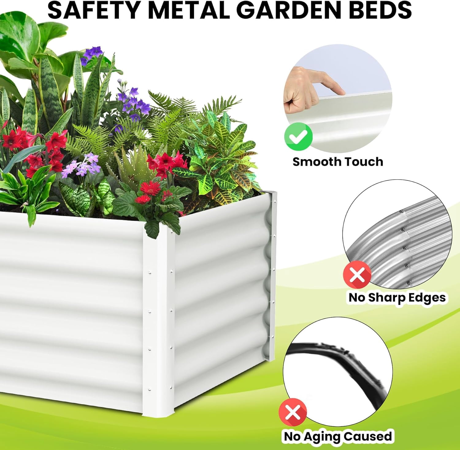2-Pack Large Raised Garden Bed Kit with Open Base,Outdoor Galvanized Metal Patio Planter Box with Safety Rubber & Gloves for Vegetables Flowers