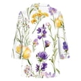 thumbnail image 6 of Njagoc3 Womens V - Neck 3/4 Sleeve Top, White - Purple Floral Print Shirt, Feminine for Garden Parties, 6 of 6