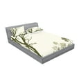 thumbnail image 2 of Forest Fitted Sheet & Pillow Sham Set, Nature Theme the Panorama of a Forest Pattern Birds on Tree Branches Print, Decorative Printed 6 Piece Bedding Decor Set, Queen, Olive Green Cream, by Ambesonne, 2 of 3