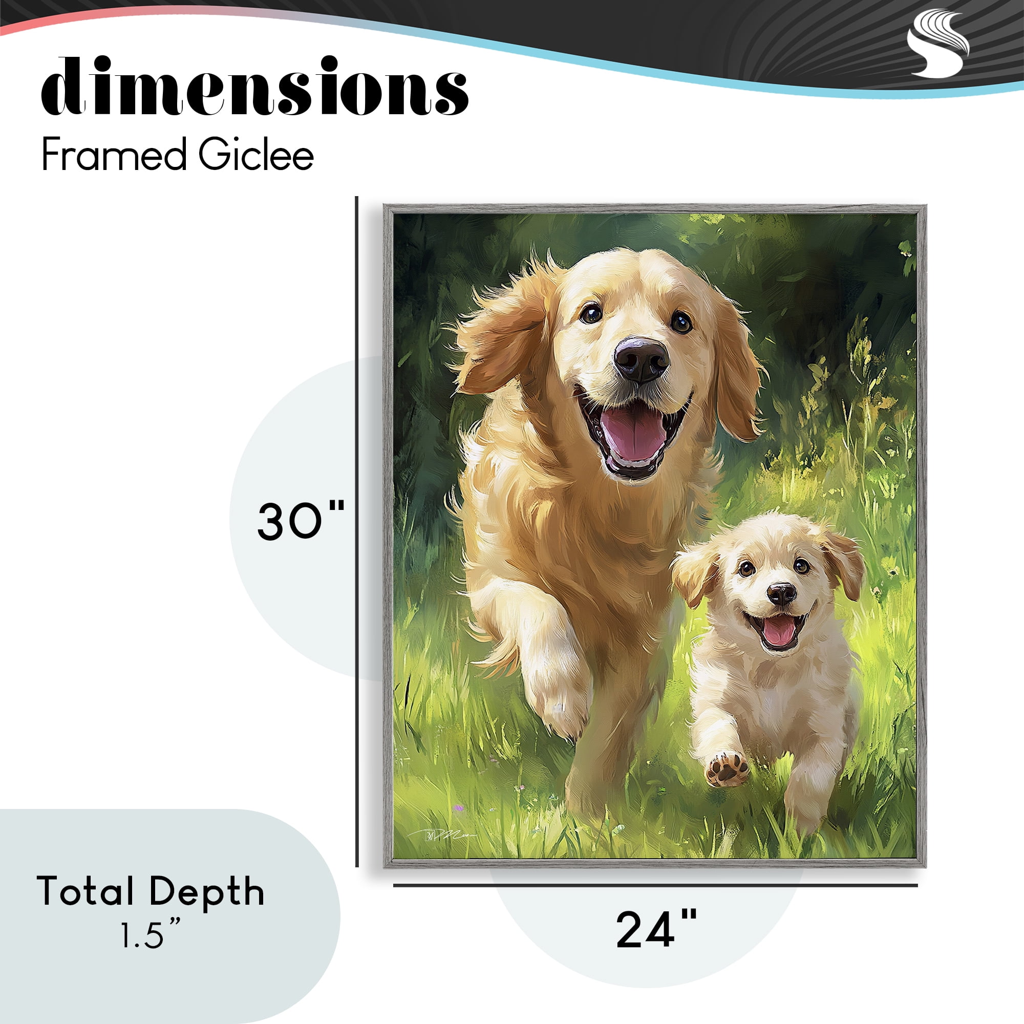Father & Son Labrador Gray Framed Giclee Art, design by Momart