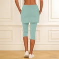 thumbnail image 5 of Yuhangmm Women's Pants, Versatile Knit Capri Pants with Pockets for Everyday Workouts and Travel Cozy Pull-On Skirt-Pants for Tennis Yoga Comfort Mint Green M, 5 of 6