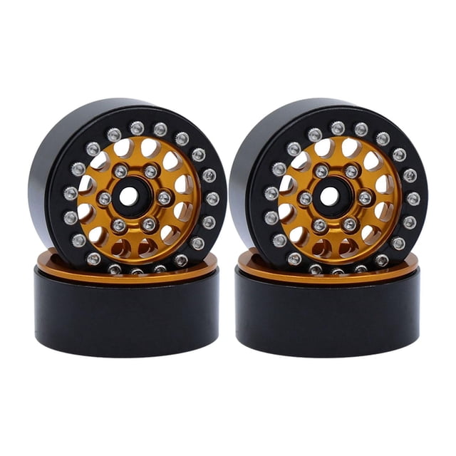4 piezas de llantas de Metal Beadlock, piezas de repuesto de cubo de rueda de diseño Vintage para camiones modelo para SCX24 1/24 1/18, DIY modificado Oro