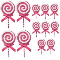 12Pcs Christmas Lollipop Candy Cane, Hanging Ornaments Christmas Tree Decorations for Xmas Crafts Indoor Outdoor Decor (Pink)