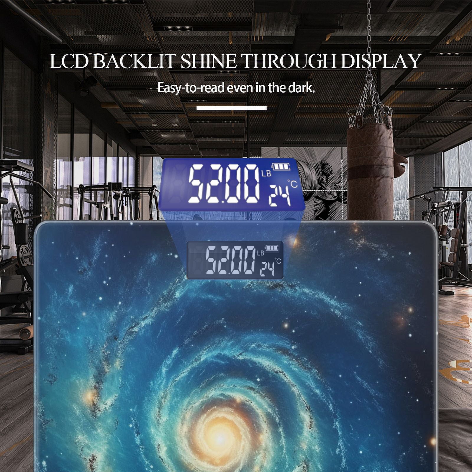 High Precision Body Weight Scale Smart Bathroom Scales with Large LCD Display(400lbs),Decorative for Bedroom-Blue Spiral Galaxy With Stars