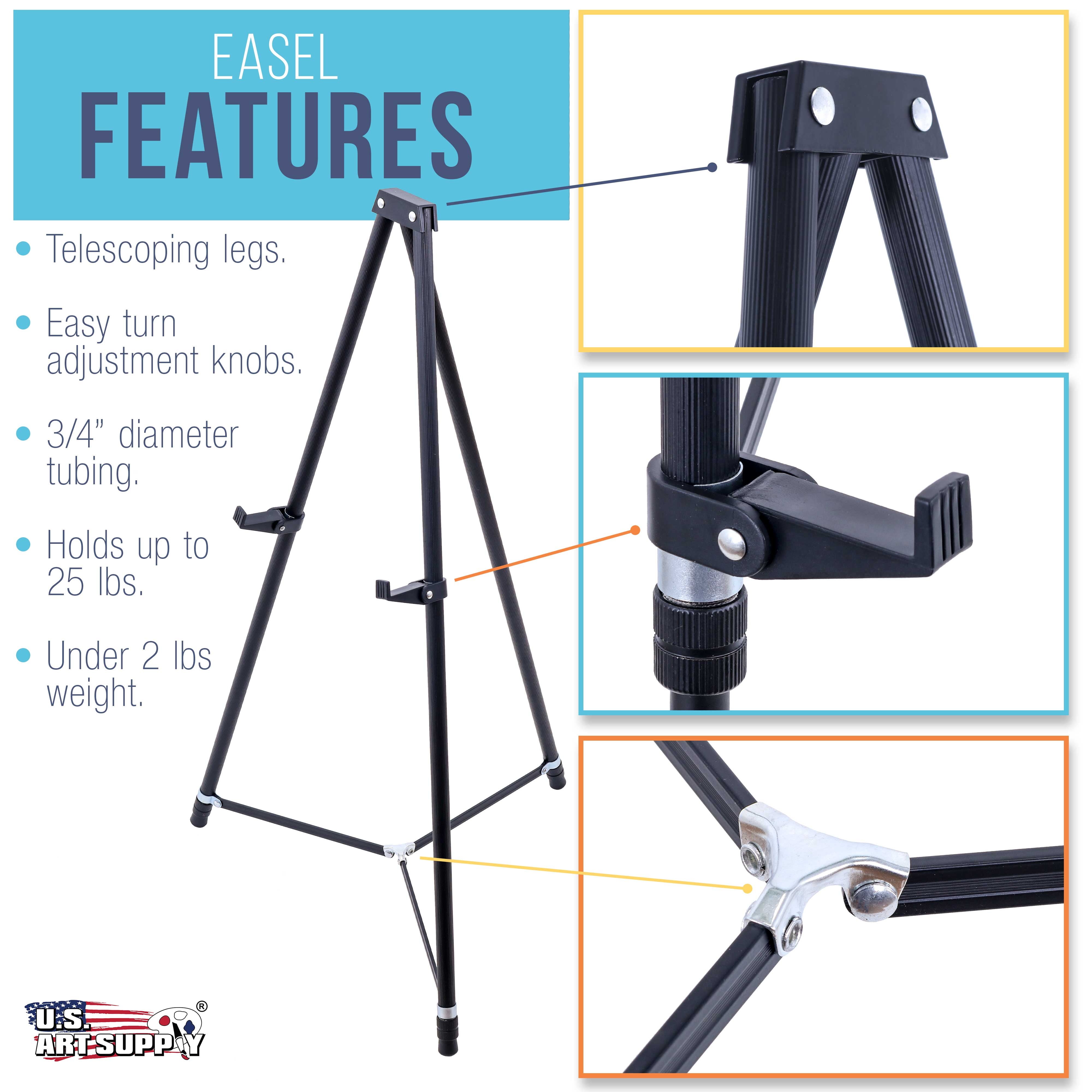 Niecho 66 Inches Black Easel Stand,Aluminum Metal Easels for Painting Canvas Adjustable Height from 17 to 66 with Carry Bag for Table-Top/Floor