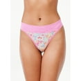 thumbnail image 2 of Joyspun Women's Lace and Modal Thong Panties, 3-Pack, Sizes XS to 3X, 2 of 2