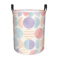 thumbnail image 1 of DouZhe Waterproof Collapsible Large Laundry Baskets, Watercolor Geometric Circle Pink Prints Circular Hamper with Handles, 1 of 6