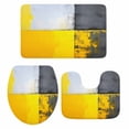 thumbnail image 2 of Abstract Color Block Bathroom Rugs Set White Yellow Black Modern Non Slip Absorbent Soft Bath Mats 3 Piece Set with Bathroom Rug, U-Shaped Floor Mat, Toilet Seat Cover Large Size, 2 of 9
