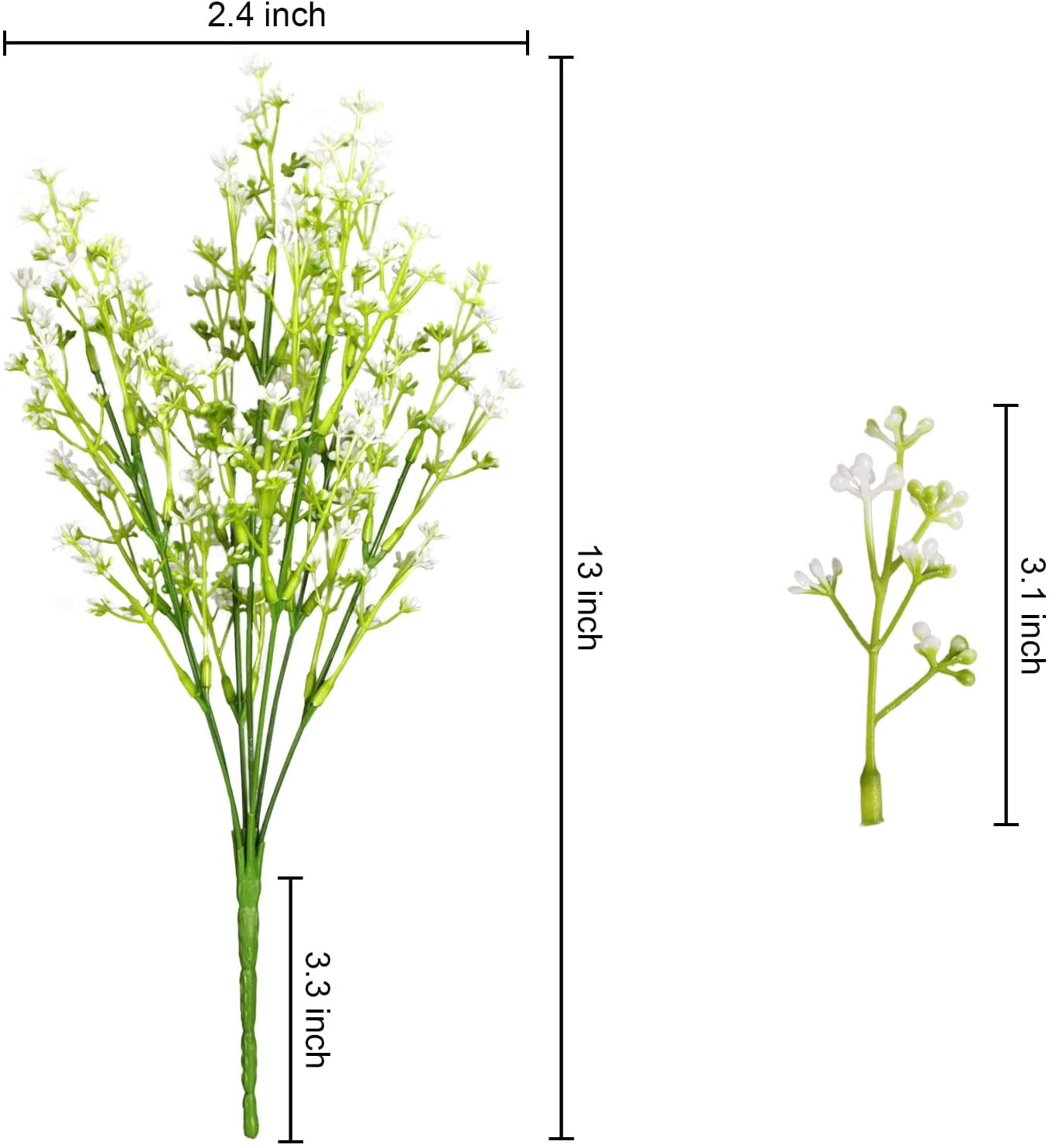 MAMOWEAR Artificial Baby breath Flowers for Outdoor Spring Fall Fake Flowers Bulk Faux Flower Bouquets for Harvest Festival Home Window Box Décor(12pcs, White)