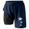 thumbnail image 4 of Mens Swim Trunks With Compression Liner 2 In 1 Swimming Shorts Summer Casual Plus Size Sports Coconut Tree Print Double Beach Pants Quick Dry Bathing Suits, 4 of 4