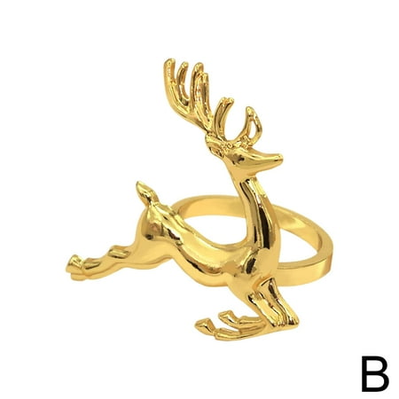 

1/4/8X Christmas Napkin Rings Holders Deer Napkin Rings for Christmas Dinner M5V0
