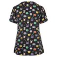 thumbnail image 4 of Pntutb Blusa de manga corta con cuello en V para mujer, estampado de uniforme de trabajo con bolsillos Pntutb Pntutb-3209, 4 of 6