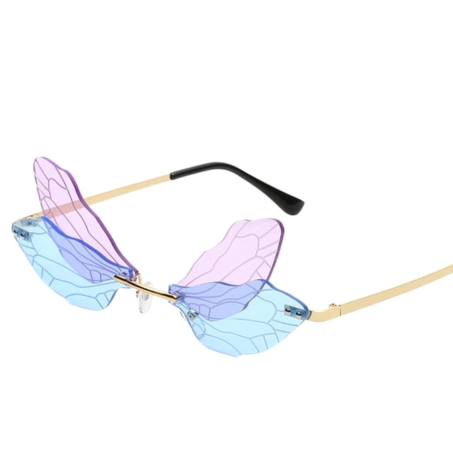 TIEVOSA 1PC Personalized Retro Steampunk Frameless Gradient Transparent Sunglasses